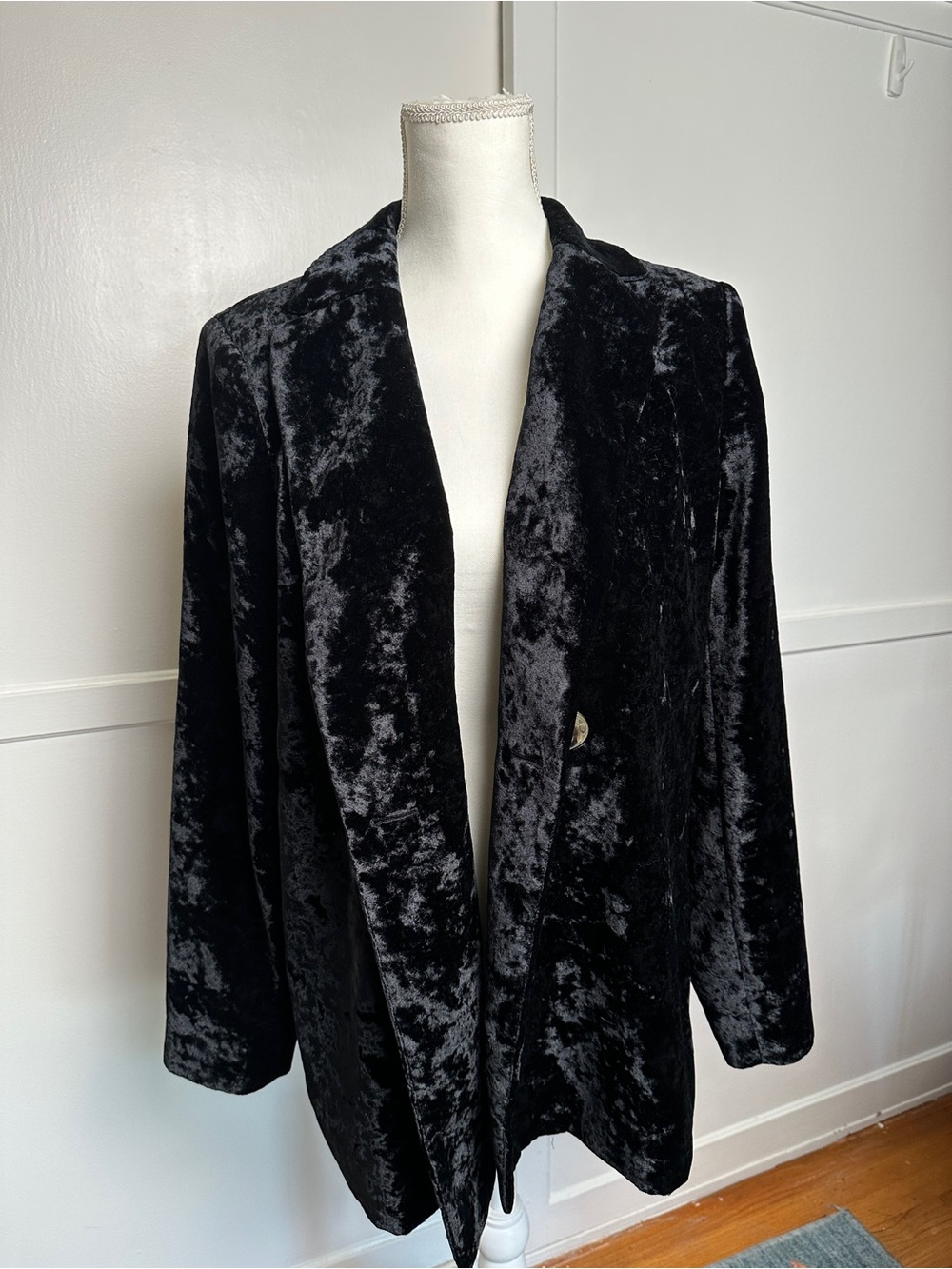 Paris Atelier & Other Stories Velvet Open-Front Jacket - Black